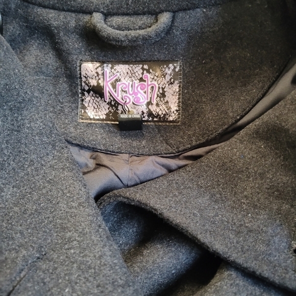 Krush women's jacket cape double breasted wool blend charcoal grey coat Size: L - Picture 5 of 5